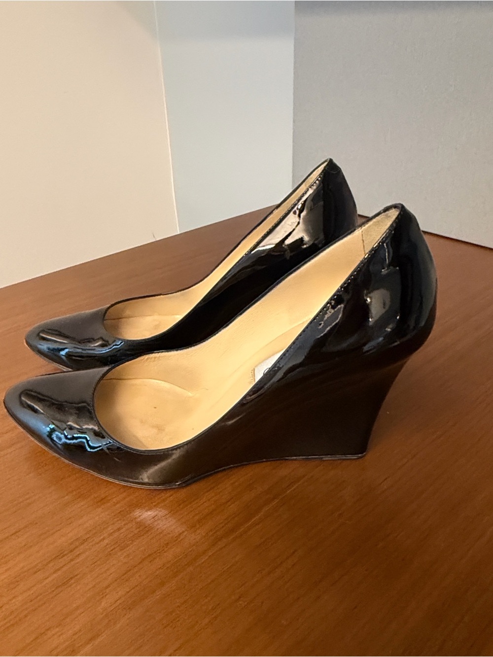 Jimmy Choo Black Patent Wedge Heels